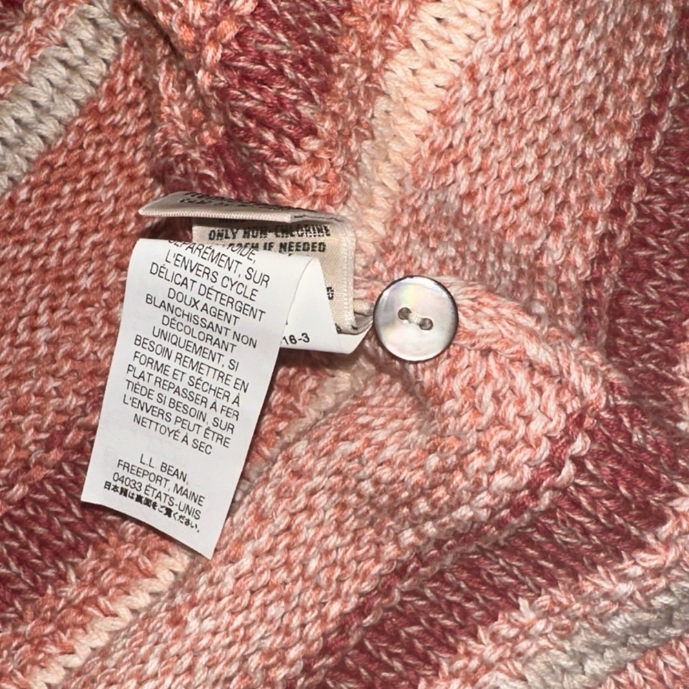 LL Bean Cardigan Size S Striped Button Up Knit Sweater Textured N17 - Picture 7 of 9